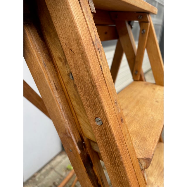 Wood Foldable Library Staircase, France, 1950s For Sale - Image 7 of 10