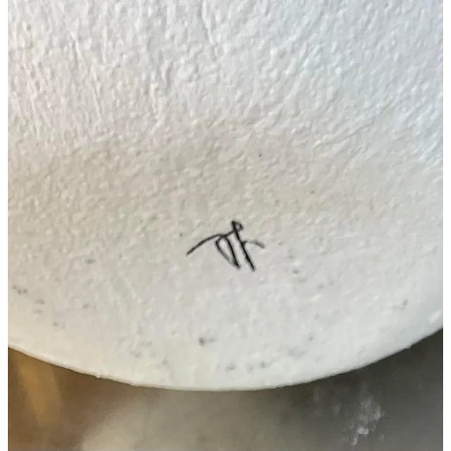 Vintage Signed Modernist White Ceramic Flame Cachepot For Sale - Image 4 of 14