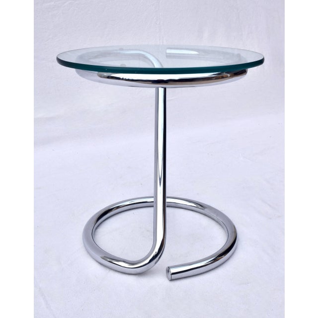 1970s Sculptural Chrome and Glass Side Table, Mid-Century Modern, 1970s For Sale - Image 5 of 6