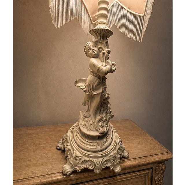 1980s Vintage Hollywood Regency Style Cherub Table Lamp For Sale - Image 5 of 9