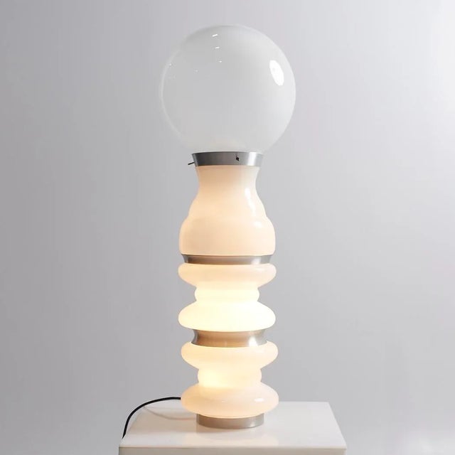 White Carlo Nason Mid Century Murano Glass Lamp For Sale - Image 8 of 12
