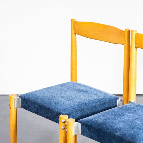 Vintage Blue Upholstered Dining Chairs, 1980s, Set of 4 For Sale - Image 6 of 11