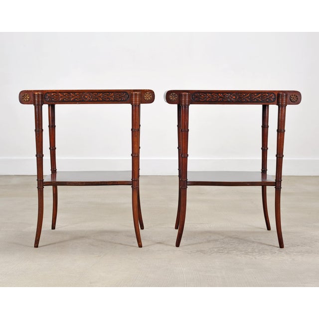 Pair of Regency Style Mahogany Leather Top Drink Side Tables For Sale - Image 18 of 18
