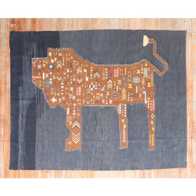 Late 20th Century Persian Lion Kilim - 5'1" x 6'5" For Sale - Image 16 of 18