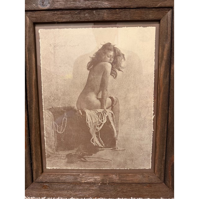 Rustic 1940s R. Hendrickson Sepia Print Nude Vintage Woman Sitting With Back to Camera For Sale - Image 3 of 6