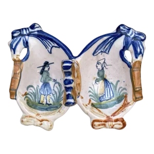 Antique French Faience Saltcellar Henriot Quimper, Circa 1900