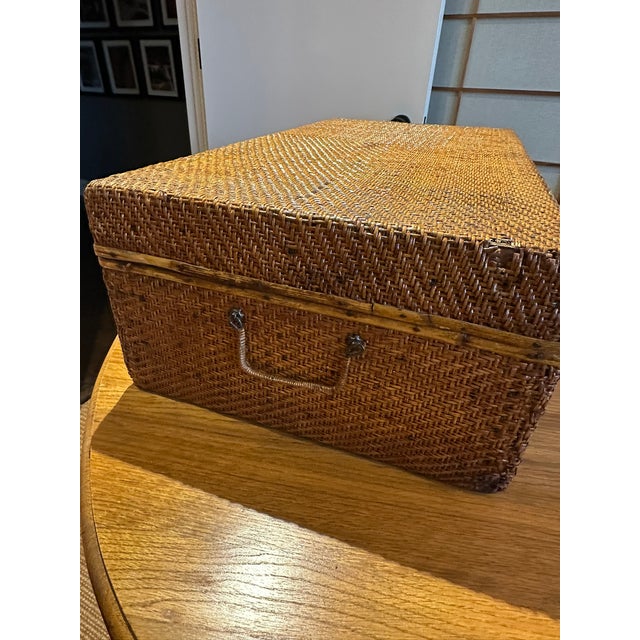 Indian Indian Vintage Bamboo and Woven Rattan Suitcase or Coffee Table For Sale - Image 3 of 11