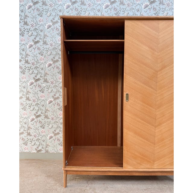 1950s Vintage Wardrobe with Hanging Space and Sliding Doors, 1950s For Sale - Image 5 of 15