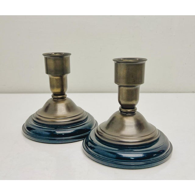 Metal Art Deco Candlesticks in Marble and Brass, 1930s, Set of 2 For Sale - Image 7 of 7