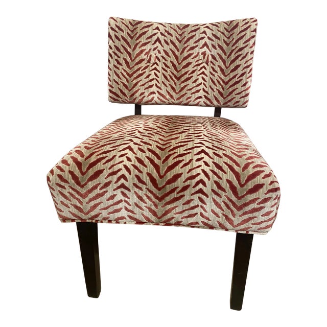 Red Velvet Slip Chair For Sale