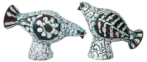 Mid-Century Modern Ceramic Birds with Glaze, Set of 2