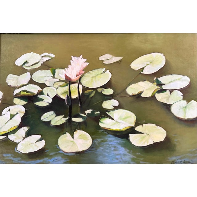 Impressionist Elyse Gerard, Water Lilies at Noon, Oil Mounted on Linen, Early 21st Century For Sale - Image 3 of 6