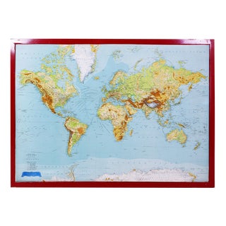 Large Relief Map of the World by George Philip For Sale