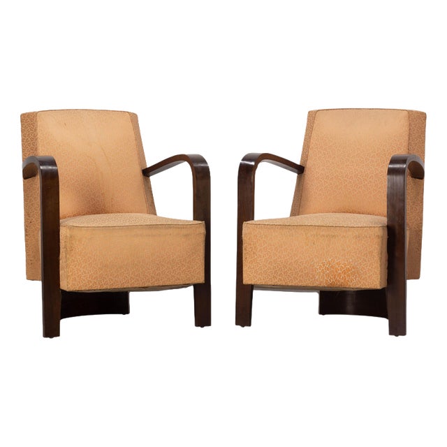 French Art Deco Beech Armchairs, 1930, Set of 2 For Sale