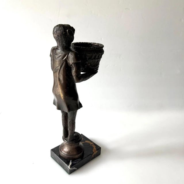 Antique Bronze Monkey With Basket For Sale In San Antonio - Image 6 of 10
