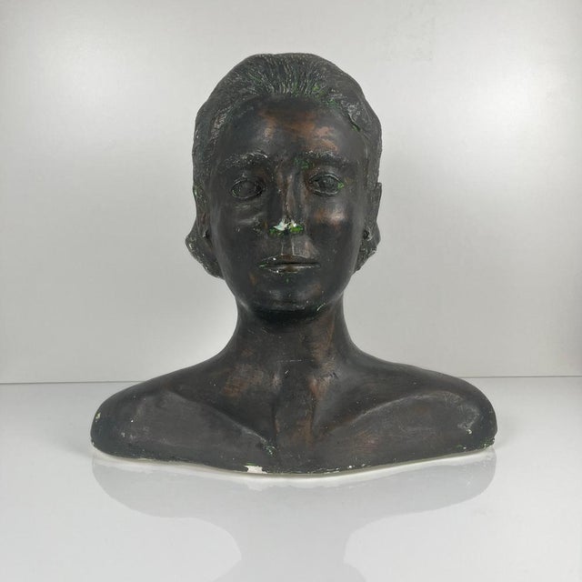 Sculpture Materials Neoclassical Style Plaster Bust of a Woman by M. Mongey, 20th Century For Sale - Image 7 of 17