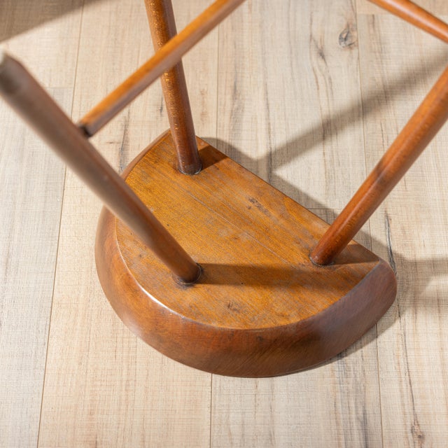 Vintage Scandinavian Modern Sculptural Beech Tripod Stool For Sale - Image 9 of 17