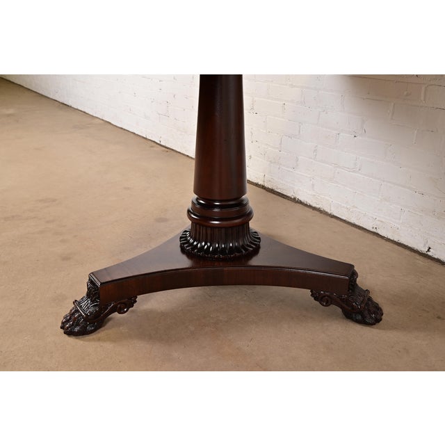 Wood Kindel Furniture Neoclassical Banded Oak Pedestal Center Table or Breakfast Table For Sale - Image 7 of 11