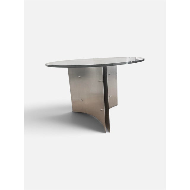 Pedestal Table in Stainless Steel by Michel Boyer, France, 1970 For Sale - Image 4 of 7