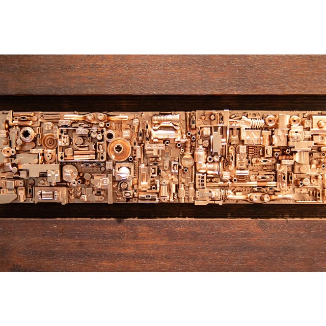 2020s Assemblage 102” – Mixed Media Wall Sculpture in Sapele and Copper-Toned Industrial Elements, 13.5” X 14” For Sale - Image 5 of 6