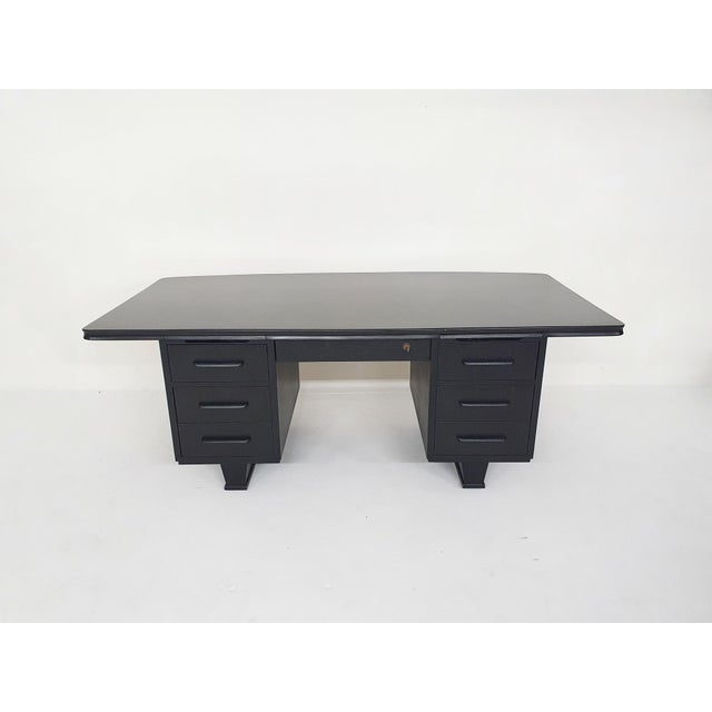 Large Black Wooden Executive Desk, 1960s For Sale - Image 4 of 18