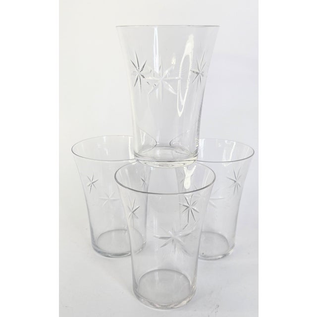 Early 20th Century Carved Starburst Tumblers- Set of Four For Sale - Image 9 of 10