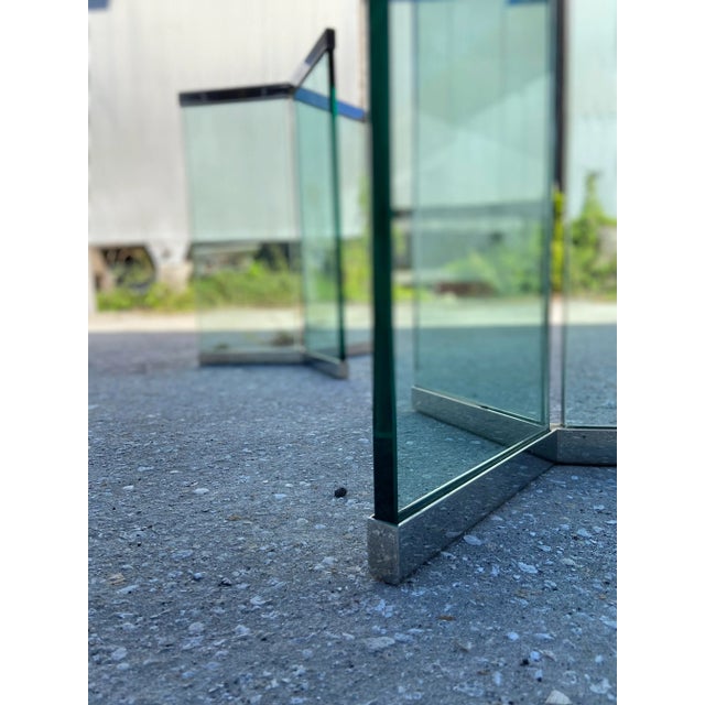 Chrome Late 20th Century Pace Glass Dining Table With Double Pedestal Base For Sale - Image 8 of 12