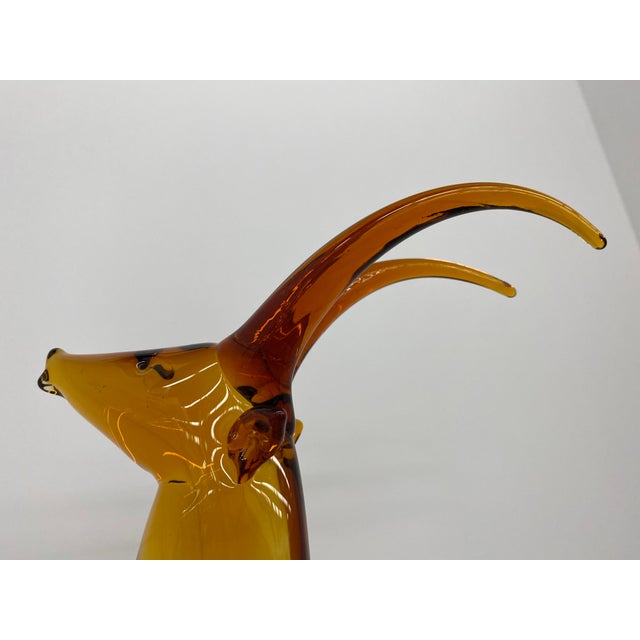 1950s Salviati Murano Hand Formed Italian Glass Red Amber Antelope For Sale In Detroit - Image 6 of 12