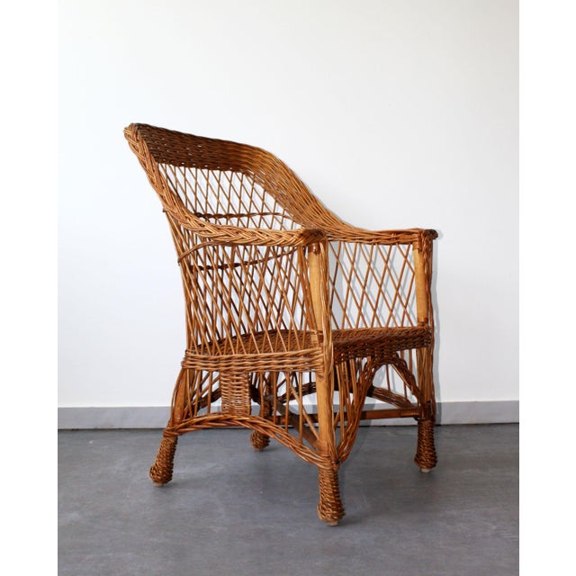 Vintage Armchair in Woven Rattan For Sale - Image 5 of 10
