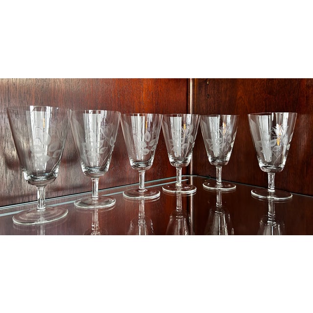 1960s Vintage Rosenthal Shadow Rose 1960’s Crystal Goblets Set of 6 For Sale - Image 5 of 10