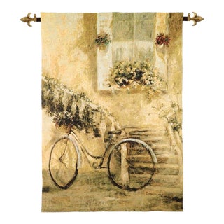 Courtyard Bicycle Loom Woven Tapestry - 133 X 95 Cm (4'4" X 3'1") - Requires Rod Size 2 For Sale