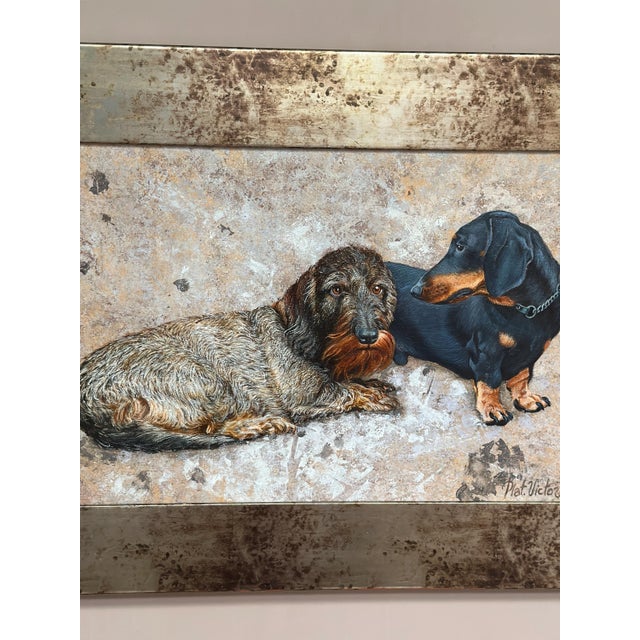 Plat. Victor, Dachshunds, 1960s, Oil on Canvas, Framed For Sale - Image 17 of 18