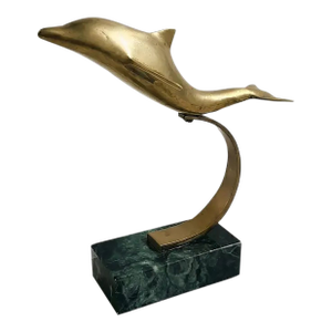 Brass Dolphin on Stone Base