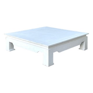 Vintage Monumental Grasscloth Coffee Table For Sale