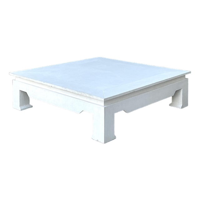 Vintage Monumental Grasscloth Coffee Table For Sale