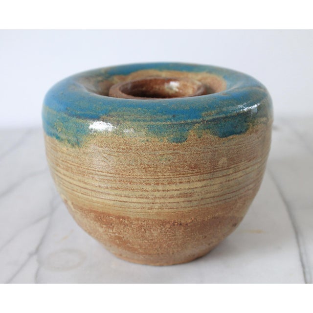 Vintage studio art pottery vase. Signed "Pot Luck" on the bottom. Minor age wear. No chips.