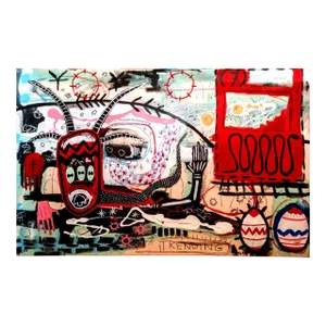 Spittle, Marcus Dean Kitchen Mixed Media With Acrylic, Oil Pastel, Ink and Spraypaint on Canvas, Signed