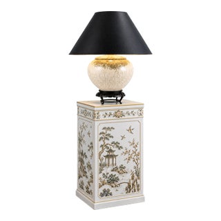 Vintage Chinoiserie Crackle Ceramic Lamp - Mid Century Ginger Jar Table Lamp For Sale