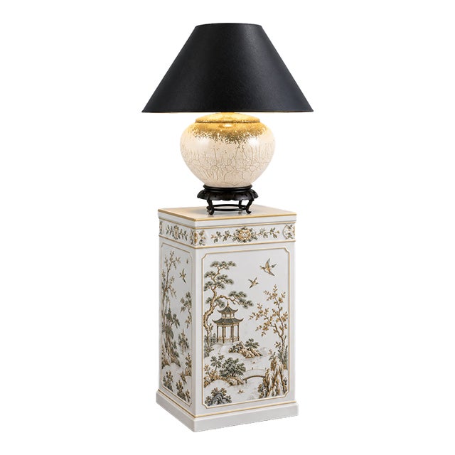 Vintage Chinoiserie Crackle Ceramic Lamp - Mid Century Ginger Jar Table Lamp For Sale