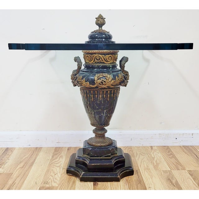 French Antique French 19th C Louis XVI Glass Marble & Gilt Bronze Urn Vase Side Table For Sale - Image 3 of 13