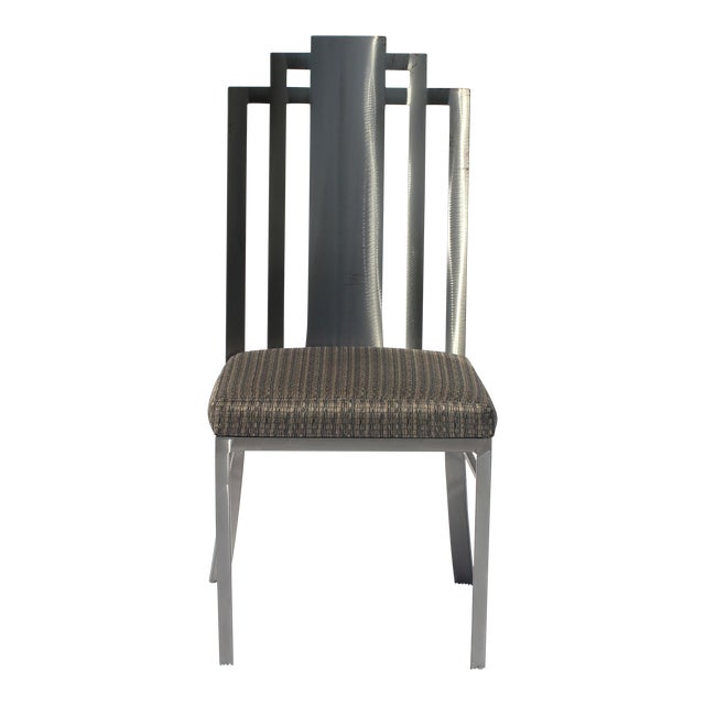 Postmodern Brushed Stainless Steel Side Chair For Sale