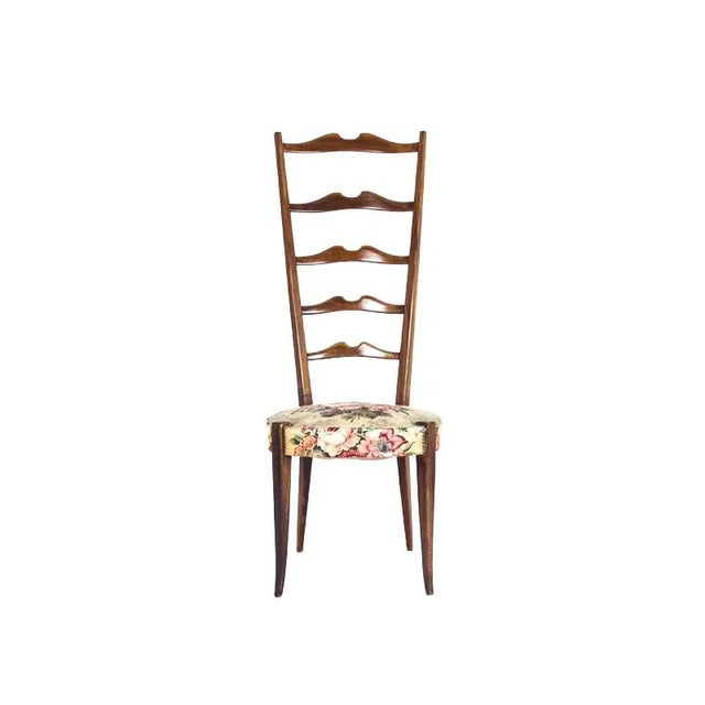 Mid-Century Modern Italian Wood and Fabric High-Back Chairs from Minotti, 1950s, Set of 2 For Sale - Image 3 of 9