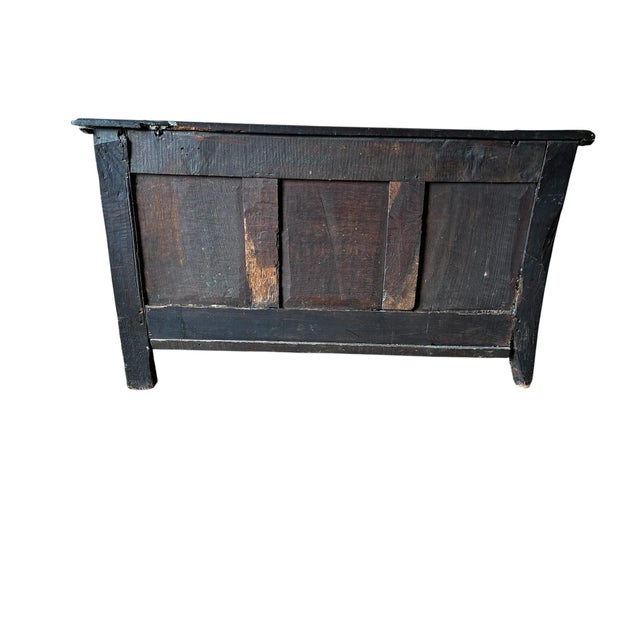 17th Century English Carved Oak Three-Panel Coffer, 1650 For Sale - Image 10 of 11