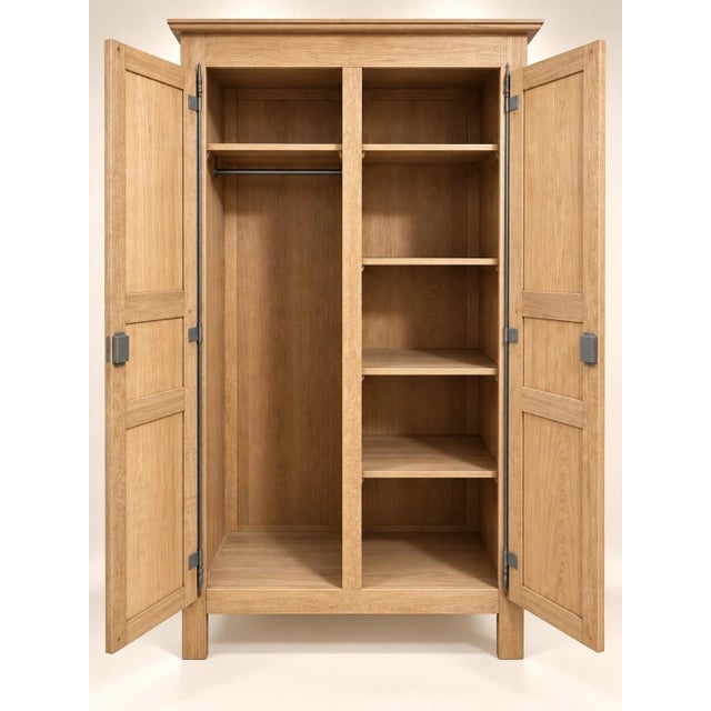 Classic Provincial Oak Sandblasted Two-Door Wardrobe, 1890s For Sale - Image 3 of 5