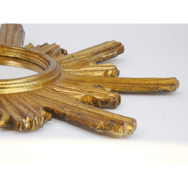 Gold Large Mid-Century Hollywood Regency Gilt Sunburst Wall Mirror, 1960s For Sale - Image 8 of 11