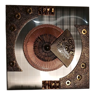 1970's Brutalist Mixed Metal High Relief Wall Decor. By Stephen Chun For Sale