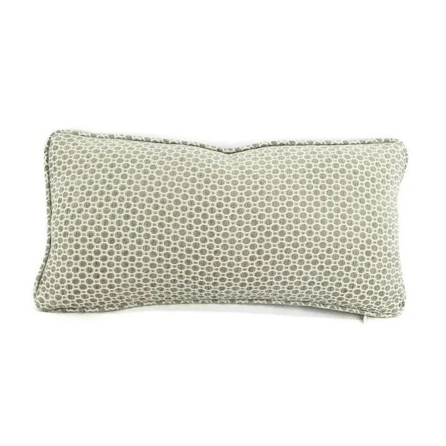 2010s Gray Aqua Geometric Chenille Pattern With Self-Welt Pillow Cover - 10" X 20" For Sale - Image 5 of 5