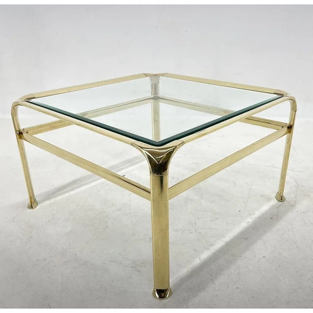 Italian Coffee Table in Brass and Glass by Mauro Lipparini, 1970s For Sale - Image 3 of 13