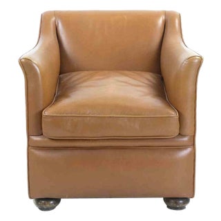 Vintage Italian Light Brown Leather Armchair, Mid-20th Century For Sale