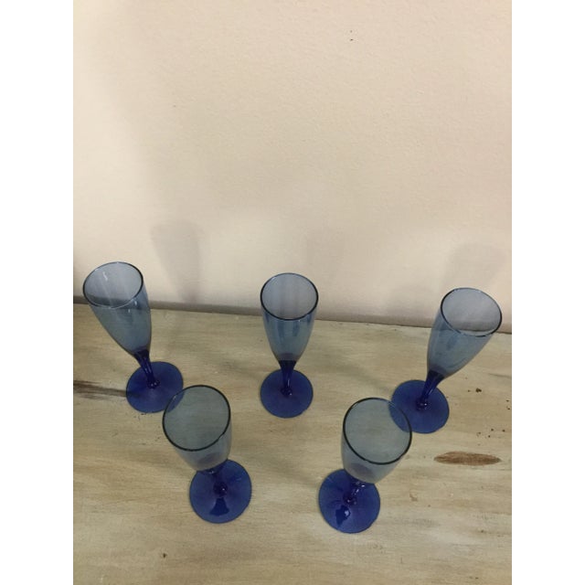 Traditional Vintage Cobalt Blue and Sky-Blue Bowls Glasses - Set of 5 For Sale - Image 3 of 7